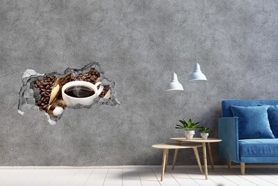 Nálepka 3D diera Káva v srdci prírody