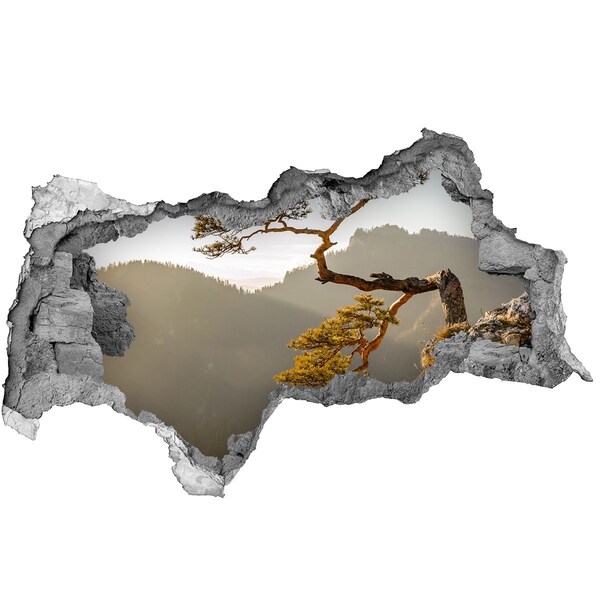 Nálepka fototapeta 3D výhľad Horská krajina so stromom