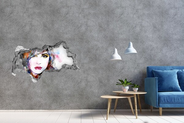 Diera 3D fototapeta na stenu Portrét v rozbitej stene