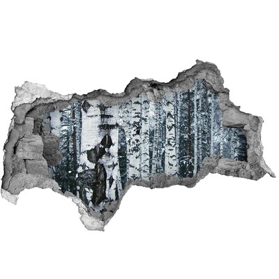 Samolepiaca diera na stenu Zimný brezový les