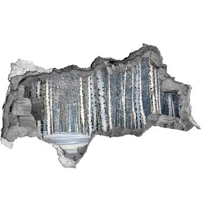 Samolepiaca diera na stenu nálepka Zimný les v bielom