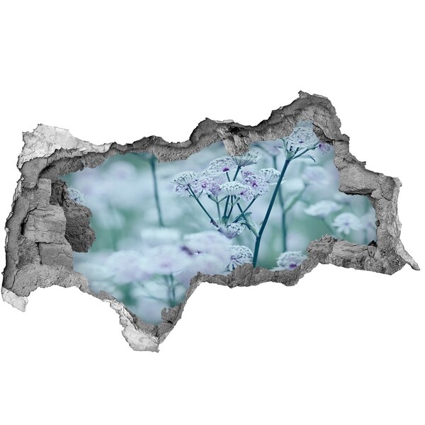 Samolepiaca diera na stenu Kvety medzi zničeným múrom