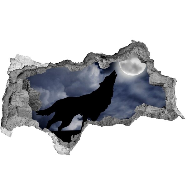 Diera 3D fototapeta na stenu Vlk proti mesiacu