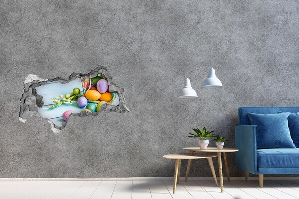 Samolepiaca nálepka na stenu Veľkonočné vajíčka v diere