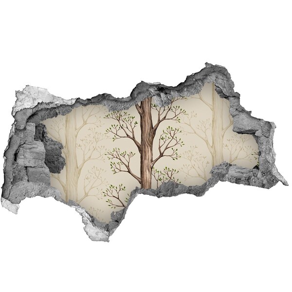 Nálepka 3D diera na stenu samolepiaca Rozbitá stena so stromom