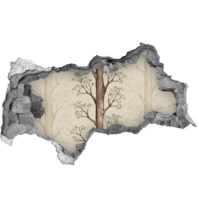 Nálepka 3D diera na stenu samolepiaca Rozbitá stena so stromom