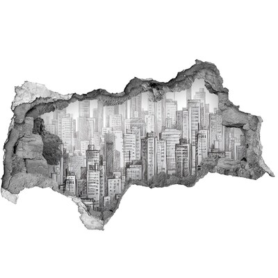 Fototapeta diera na stenu 3D Mesto za múrom