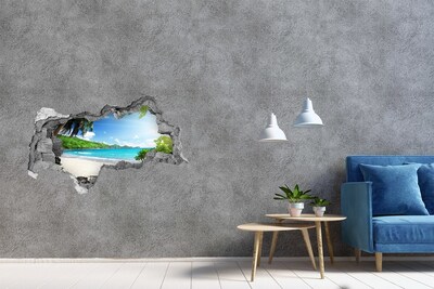 Nálepka fototapeta 3D na stenu Karibská pláž cez dieru v stene