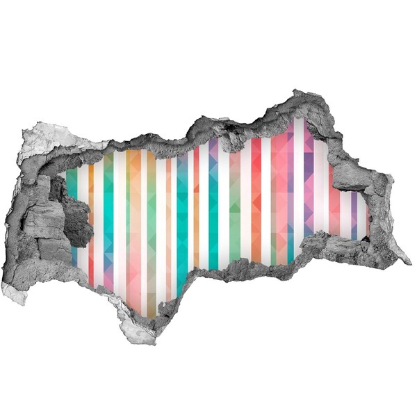 Diera 3D fototapeta nálepka Farebná geometria za dierou v stene