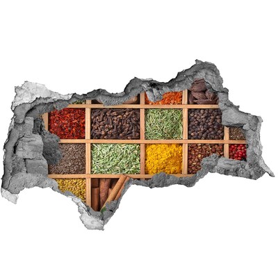 Nálepka 3D diera betón Kuchyňa plná korenín