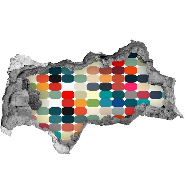 Diera 3D fototapeta nálepka Farebná mozaika cez dieru v stene