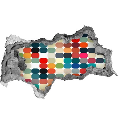 Diera 3D fototapeta nálepka Farebná mozaika cez dieru v stene