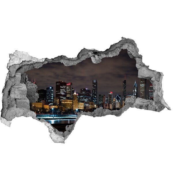 Fototapeta diera na stenu 3D Nočná panoráma mesta