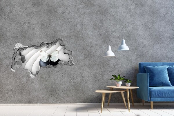 Diera 3D fototapeta nálepka Motýľ na kameni v zenovom prostredí