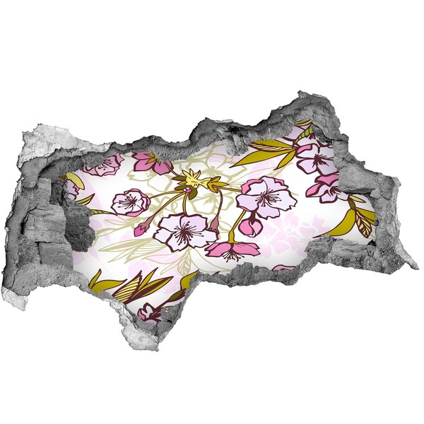 Nálepka 3D diera na stenu Kvetinový raj za múrom