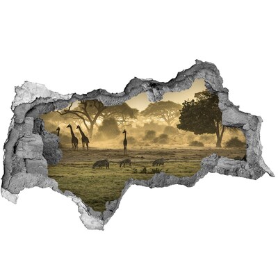 Nálepka fototapeta 3D Africká savana so žirafami a zebrami