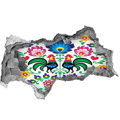 Nálepka 3D diera na stenu Kvetinový folklór s liškami