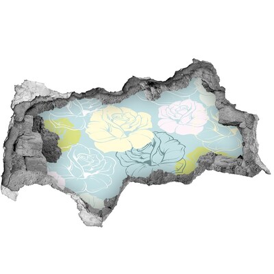 Nálepka 3D diera na stenu samolepiaca Kvetinová maľba s dierou v stene