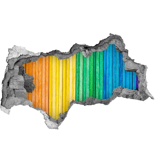Diera 3D fototapeta na stenu Farebné dosky v diere v stene