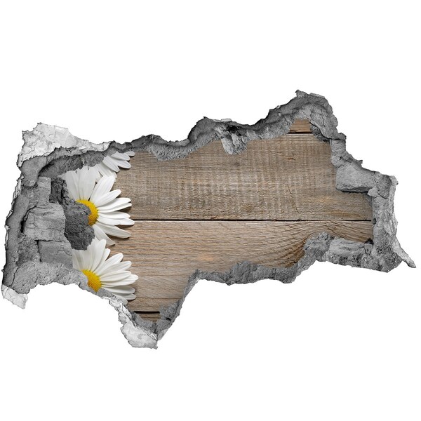 Samolepiaca diera nálepka Poškodená stena s dreveným pozadím