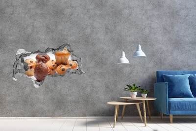 Nálepka diera na stenu betón Sladké pečivo spoza steny