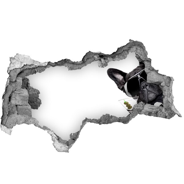 Diera 3D fototapeta nálepka Štýlový pes s nápojom