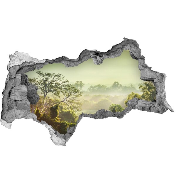 Nálepka fototapeta 3D výhľad betón Zelené údolie v hmle