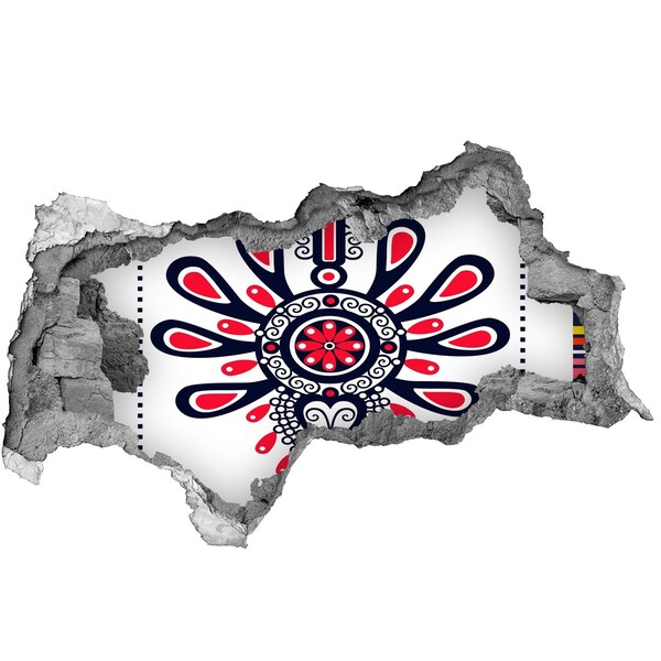 Diera 3D fototapeta na stenu Farebný etnický vzor v diere v stene