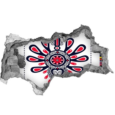 Diera 3D fototapeta na stenu Farebný etnický vzor v diere v stene