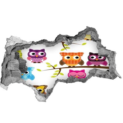 Samolepiaca nálepka Farebné sovy na konári