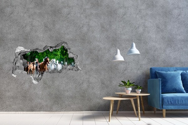 Diera 3D fototapeta nálepka Stádo koní na úteku