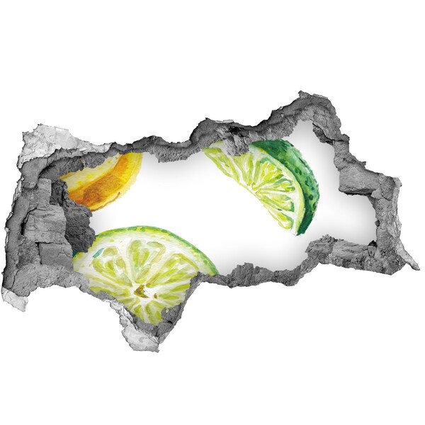 Nálepka diera na stenu betón Citrónová diera v stene