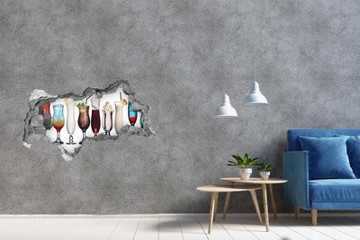 Nálepka 3D diera Koktailová oáza v štýle diery v stene