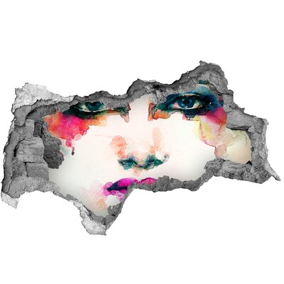 Diera 3D fototapeta na stenu Farebný portrét v diere v stene