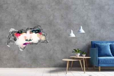 Diera 3D fototapeta na stenu Farebný portrét v diere v stene