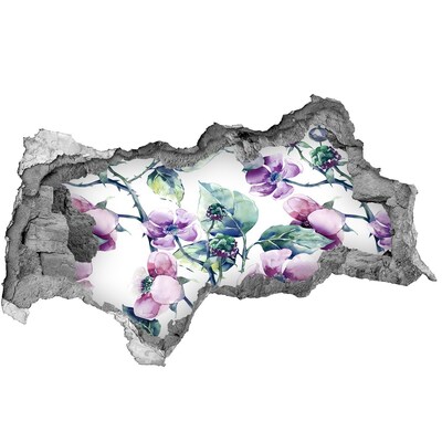 Nálepka 3D diera na stenu Kvetinová nástenná maľba na poškodenej stene