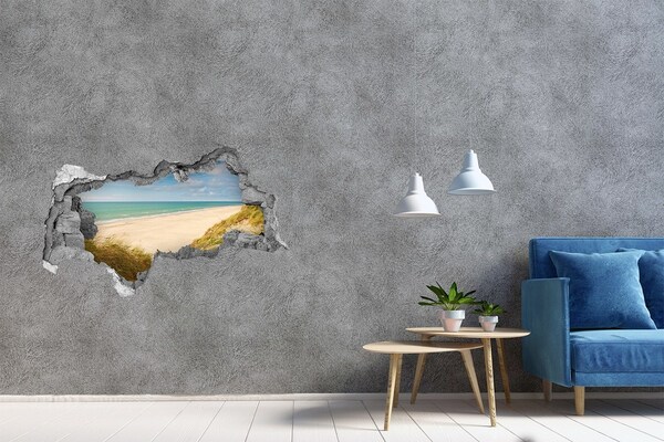 Nálepka fototapeta 3D výhľad Karibská pláž cez dieru v stene