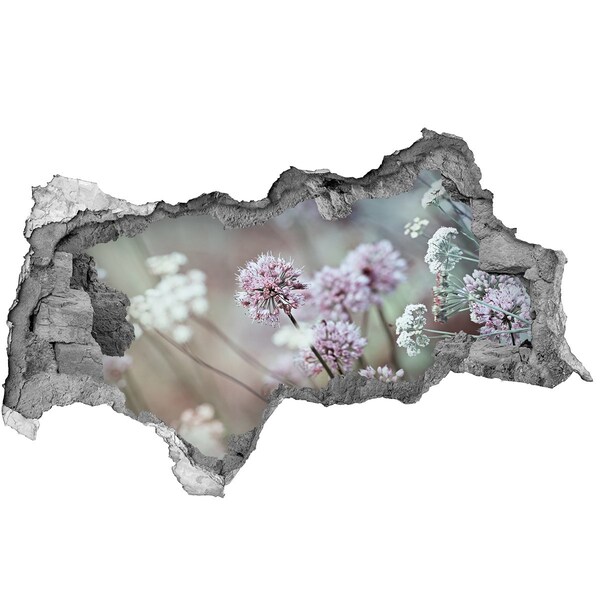 Samolepiaca diera na stenu Kvety v betónovej diere