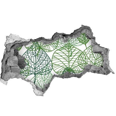 Nálepka 3D diera Zelené listy vzor