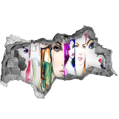 Diera 3D fototapeta nálepka Ženské portréty v diere v stene