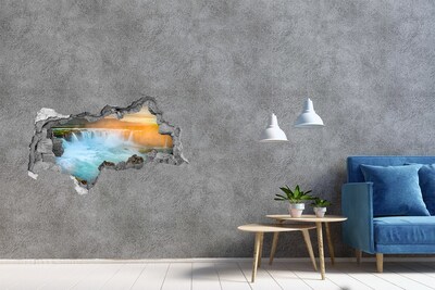 Nálepka fototapeta 3D výhľad betón Vodopád v zapadajúcom slnku