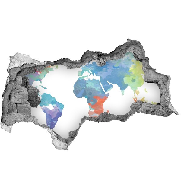 Samolepiaca diera na stenu Mapa sveta