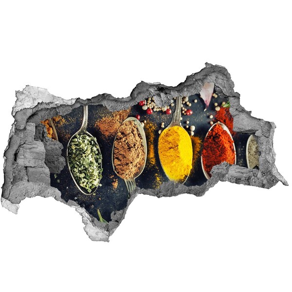 Nálepka 3D diera betón Farebné korenie v kuchyni
