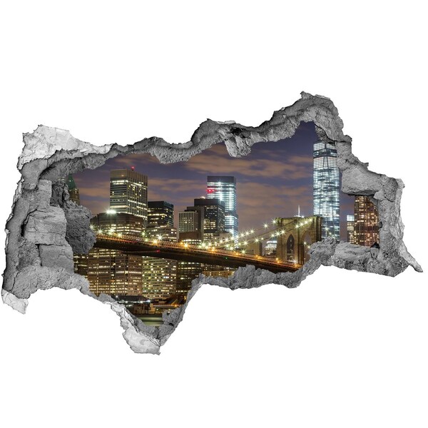 Fototapeta diera na stenu 3D Pohľad na Brooklynský most v noci