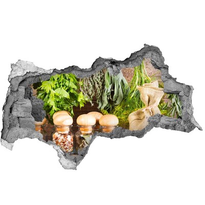 Nálepka 3D diera Bylinkový kútik v kuchyni