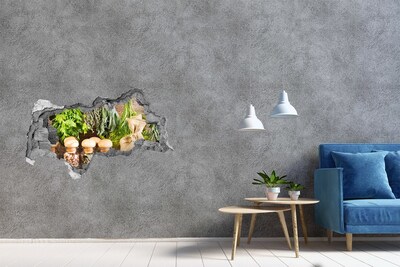 Nálepka 3D diera Bylinkový kútik v kuchyni