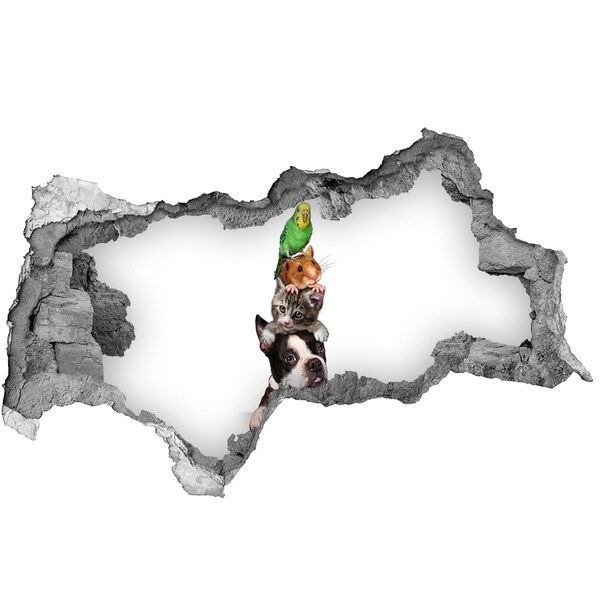 Diera 3D fototapeta na stenu Veža priateľstva so zvieratami