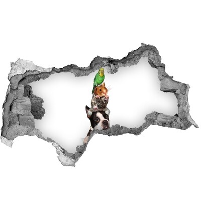 Diera 3D fototapeta na stenu Veža priateľstva so zvieratami