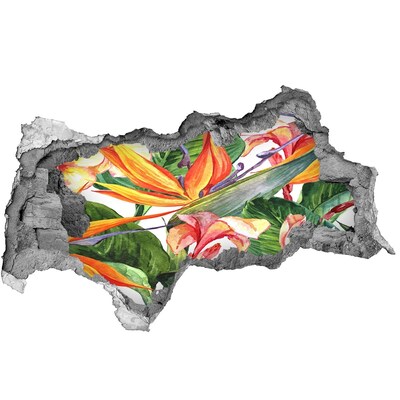 Nálepka 3D diera na stenu Tropický raj za múrom