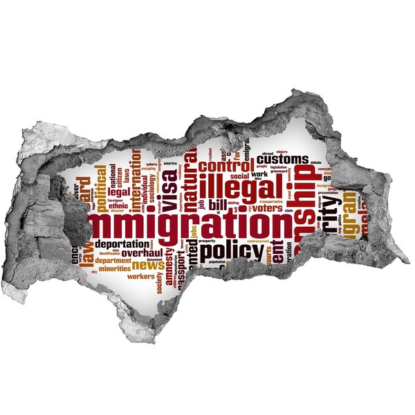 Fototapeta diera na stenu Imigrácia